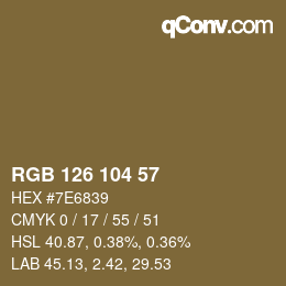 Farbcode: RGB 126 104 57 | qconv.com