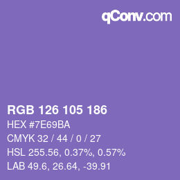 Código de color: RGB 126 105 186 | qconv.com