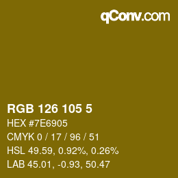 Color code: RGB 126 105 5 | qconv.com