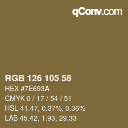 Farbcode: RGB 126 105 58 | qconv.com