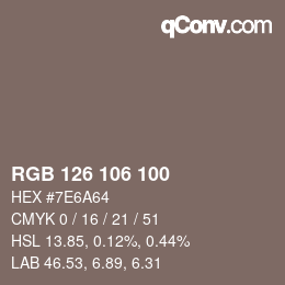 Farbcode: RGB 126 106 100 | qconv.com