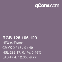 Farbcode: RGB 126 106 129 | qconv.com