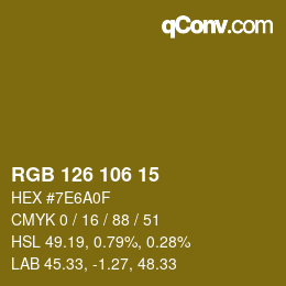 Color code: RGB 126 106 15 | qconv.com