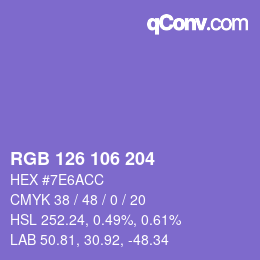 Color code: RGB 126 106 204 | qconv.com