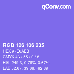Código de color: RGB 126 106 235 | qconv.com
