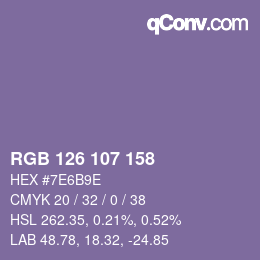Color code: RGB 126 107 158 | qconv.com