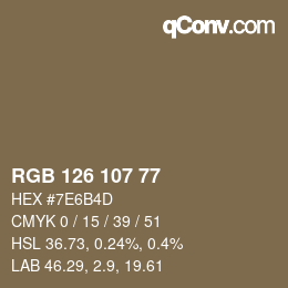 カラーコード: RGB 126 107 77 | qconv.com