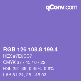 カラーコード: RGB 126 108.8 199.4 | qconv.com
