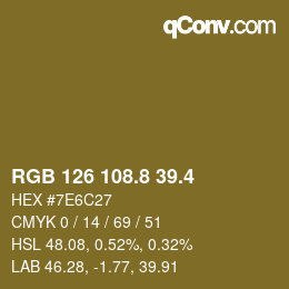 カラーコード: RGB 126 108.8 39.4 | qconv.com
