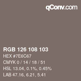 Código de color: RGB 126 108 103 | qconv.com