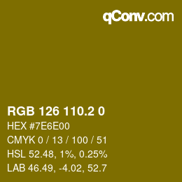 カラーコード: RGB 126 110.2 0 | qconv.com