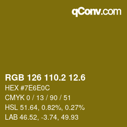 カラーコード: RGB 126 110.2 12.6 | qconv.com