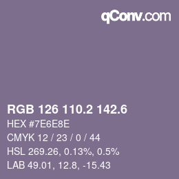 カラーコード: RGB 126 110.2 142.6 | qconv.com