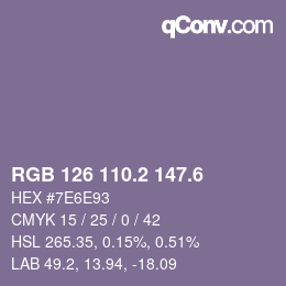 カラーコード: RGB 126 110.2 147.6 | qconv.com