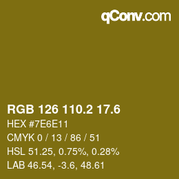 カラーコード: RGB 126 110.2 17.6 | qconv.com