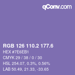 カラーコード: RGB 126 110.2 177.6 | qconv.com