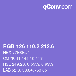 カラーコード: RGB 126 110.2 212.6 | qconv.com