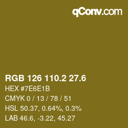 カラーコード: RGB 126 110.2 27.6 | qconv.com