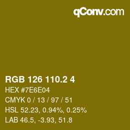 カラーコード: RGB 126 110.2 4 | qconv.com