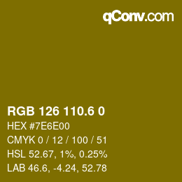 カラーコード: RGB 126 110.6 0 | qconv.com