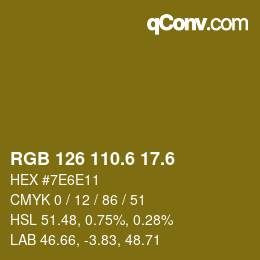 カラーコード: RGB 126 110.6 17.6 | qconv.com