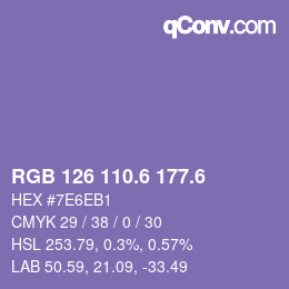 カラーコード: RGB 126 110.6 177.6 | qconv.com