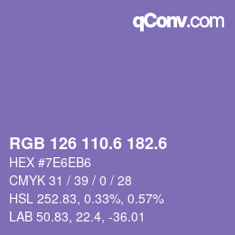 カラーコード: RGB 126 110.6 182.6 | qconv.com