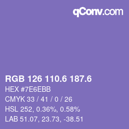カラーコード: RGB 126 110.6 187.6 | qconv.com