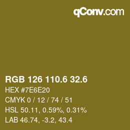 カラーコード: RGB 126 110.6 32.6 | qconv.com