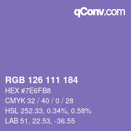 Farbcode: RGB 126 111 184 | qconv.com