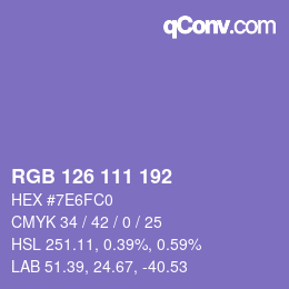 Código de color: RGB 126 111 192 | qconv.com
