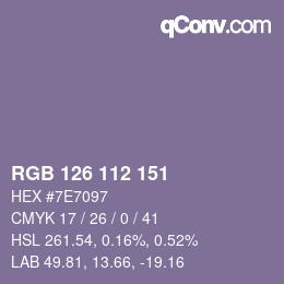 Color code: RGB 126 112 151 | qconv.com