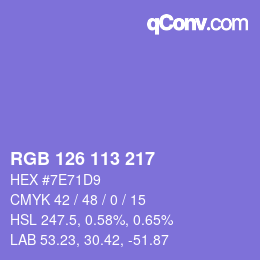 Color code: RGB 126 113 217 | qconv.com