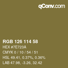 颜色代码: RGB 126 114 58 | qconv.com