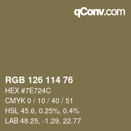 カラーコード: RGB 126 114 76 | qconv.com
