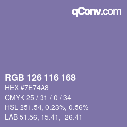 Código de color: RGB 126 116 168 | qconv.com