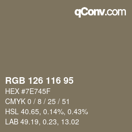 カラーコード: RGB 126 116 95 | qconv.com