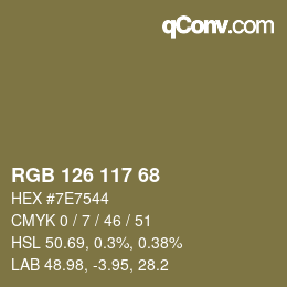 カラーコード: RGB 126 117 68 | qconv.com