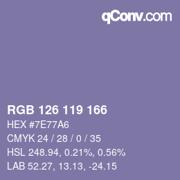 カラーコード: RGB 126 119 166 | qconv.com
