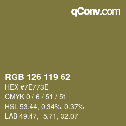 カラーコード: RGB 126 119 62 | qconv.com