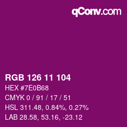 Color code: RGB 126 11 104 | qconv.com