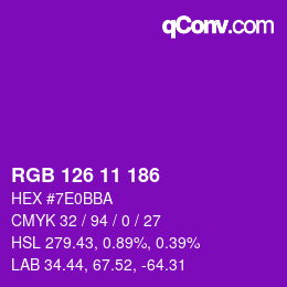 Color code: RGB 126 11 186 | qconv.com