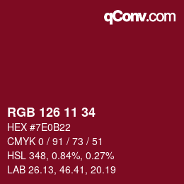 カラーコード: RGB 126 11 34 | qconv.com