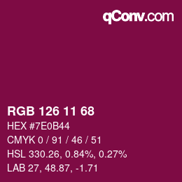 Color code: RGB 126 11 68 | qconv.com