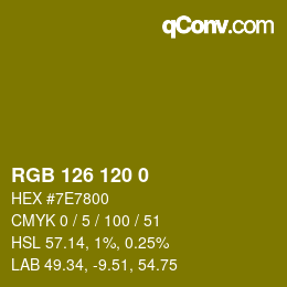 Color code: RGB 126 120 0 | qconv.com