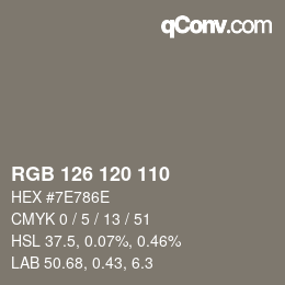 Código de color: RGB 126 120 110 | qconv.com