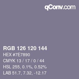 Farbcode: RGB 126 120 144 | qconv.com