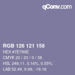 カラーコード: RGB 126 121 158 | qconv.com