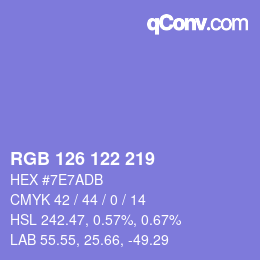 Color code: RGB 126 122 219 | qconv.com