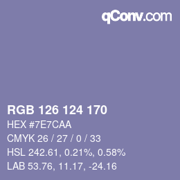 颜色代码: RGB 126 124 170 | qconv.com